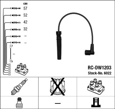 RC-DW1203  NGK Komplet vodova paljenja