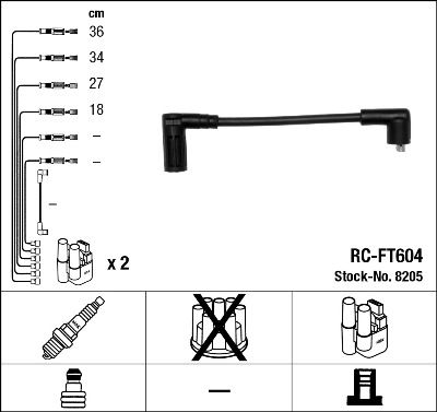 RC-FT604  NGK Komplet vodova paljenja