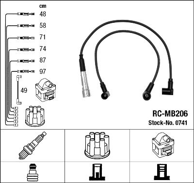RC-MB206  NGK Komplet vodova paljenja