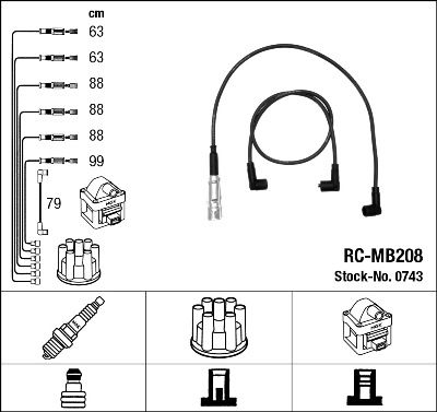 RC-MB208  NGK Komplet vodova paljenja
