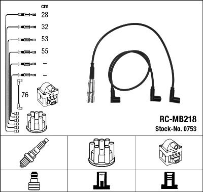RC-MB218  NGK Komplet vodova paljenja