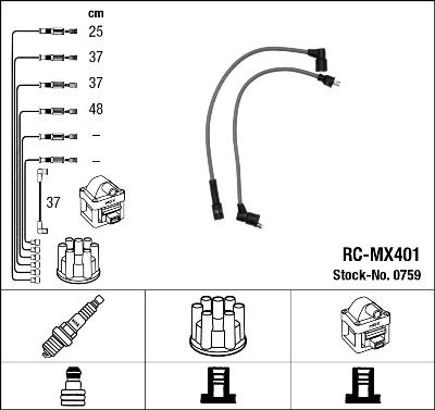 RC-MX401  NGK Komplet vodova paljenja