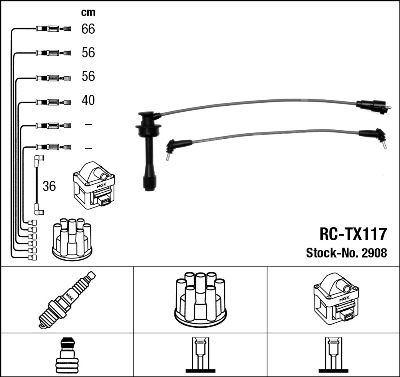 RC-TX117  NGK Komplet vodova paljenja