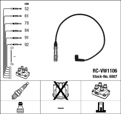 RC-VW1106  NGK Komplet vodova paljenja