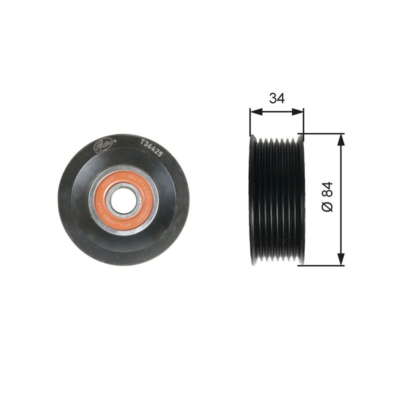 GATES Prekretni/vodeći valjčić, klinasti orebreni remen